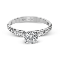 14k White Gold Baguette Multi-Stone Engagement Ring