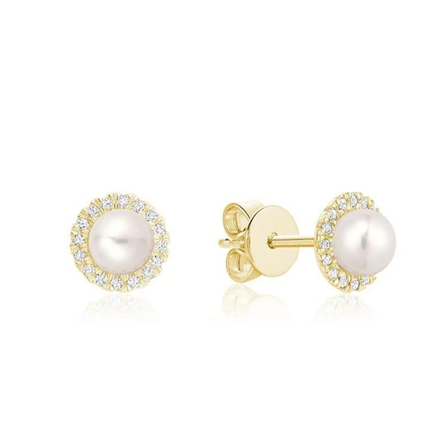 RNB 10K GOLD WHITE PEARL DIAMOND STUD EARRINGS - Appelt's Diamonds