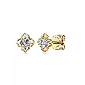 14k Yellow Gold Floral Studs