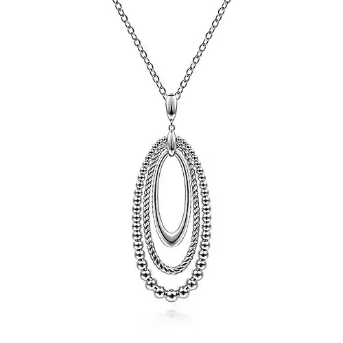 Sterling Sliver Bujukan Oval Drop Necklace