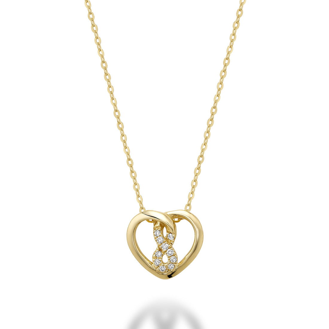 10k Gold Heart Diamond Infinity Necklace