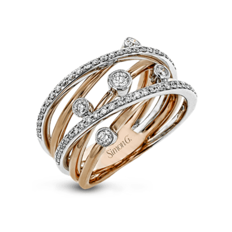18K SIMON G ROSE GOLD AND WHITE TWIST DIAMOND RING - Appelt&