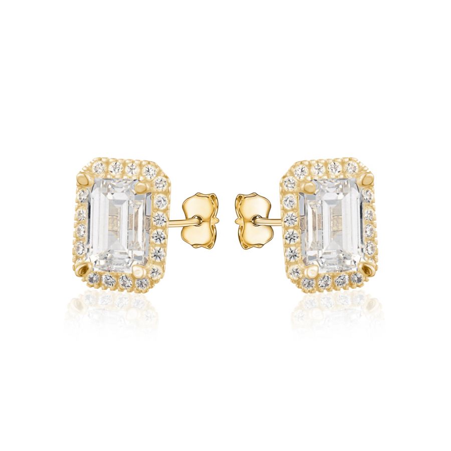 Emerald Cut Cubic Zirconia Studs