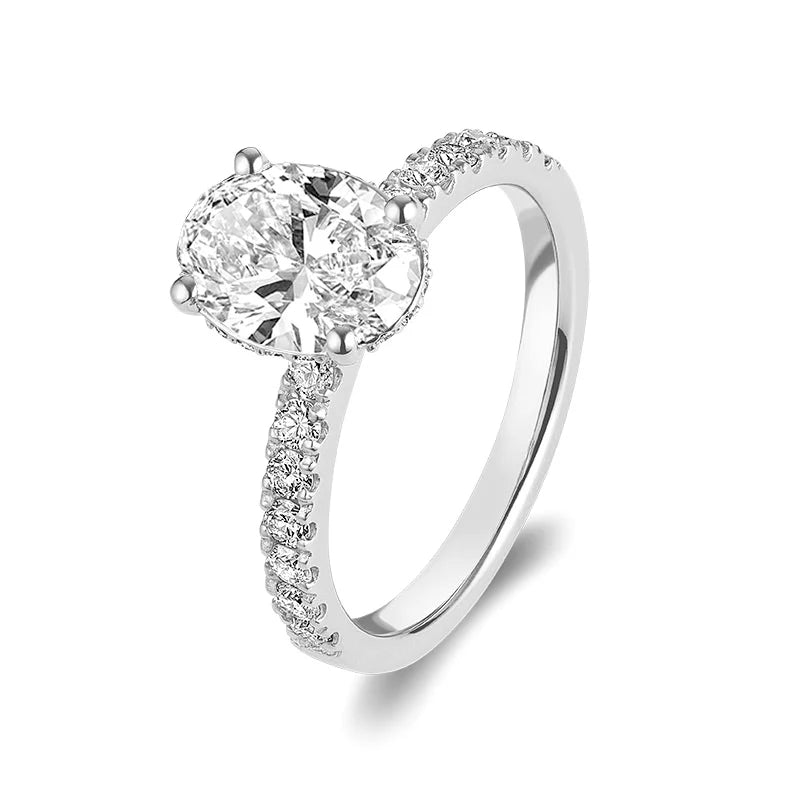 Lab Grown Oval-Cut Halo Engagement Ring