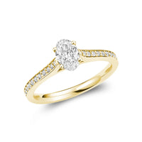 14k Gold Diamond Oval Engagement Ring