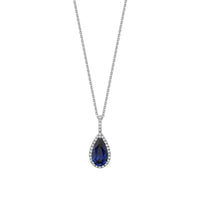 10k White Gold Gemstone & Diamond Pendant