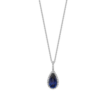 10k White Gold Gemstone & Diamond Pendant