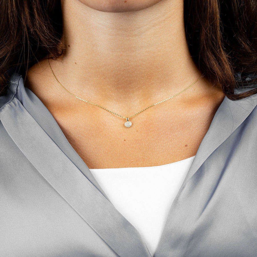 10k Gold Heart Pave Diamond Necklace