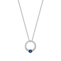 14k Gold Precious Stone & Diamond Circle Necklace