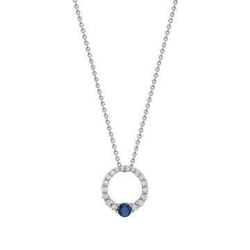 14k Gold Precious Stone & Diamond Circle Necklace