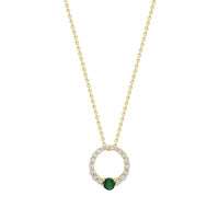 14k Gold Precious Stone & Diamond Circle Necklace