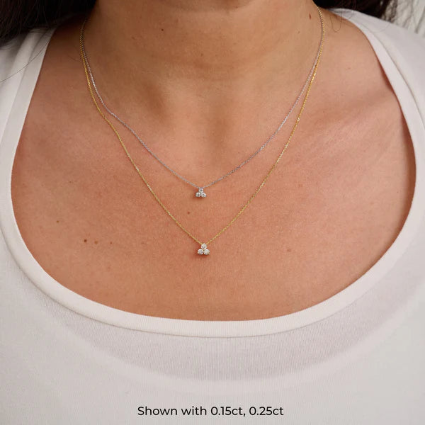 14k Gold Three Stone Diamond Pendant