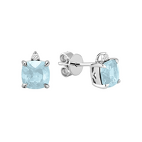 10k White Gold Diamond & Birthstone Earrings