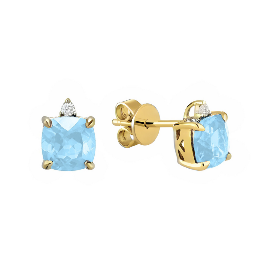 10k White Gold Diamond & Birthstone Earrings