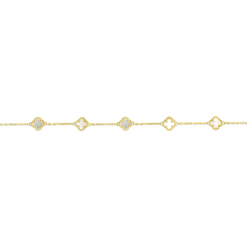 10K Yellow Gold Pearl Clover Bracelet