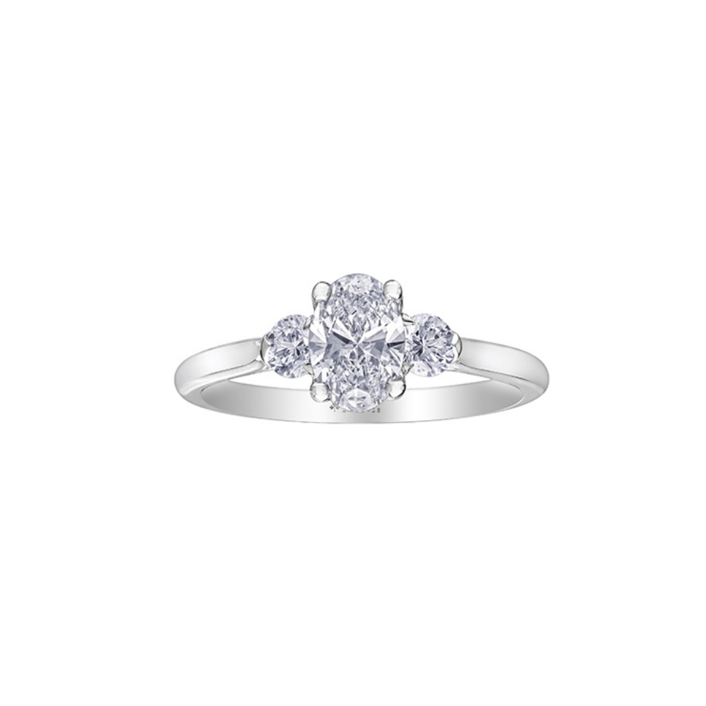 18K White Gold Three Stone Engagement Ring