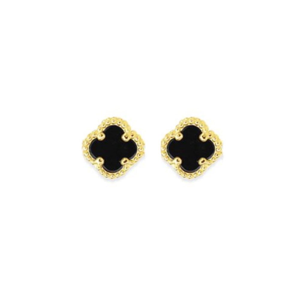 Onyx Clover Earrings