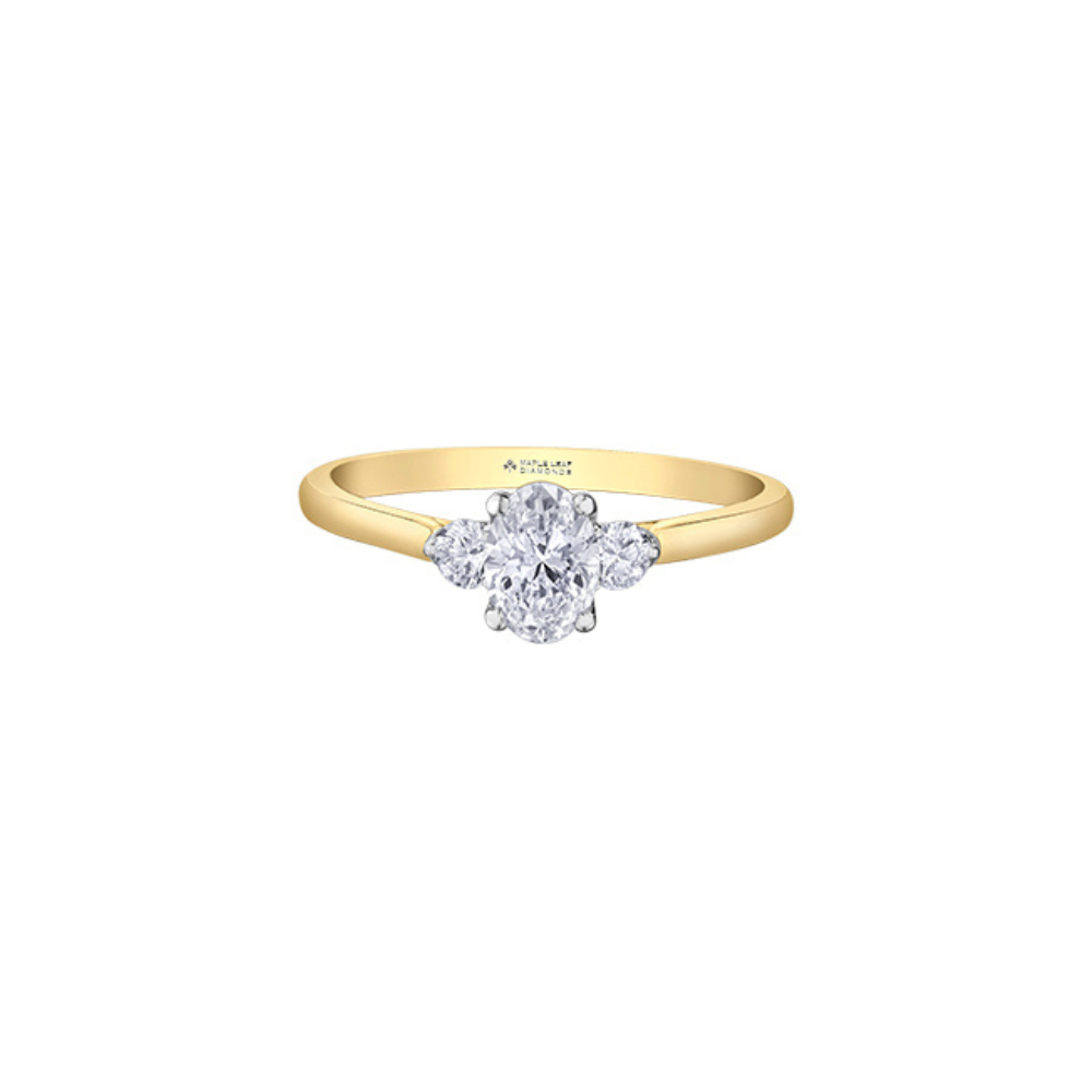 18K White Gold Three Stone Engagement Ring