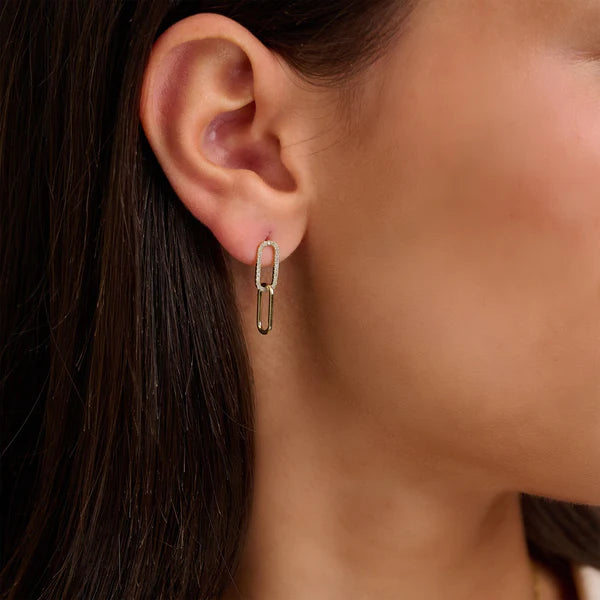 Diamond Paperclip Earrings