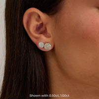 14K Gold Diamond Pave Studs