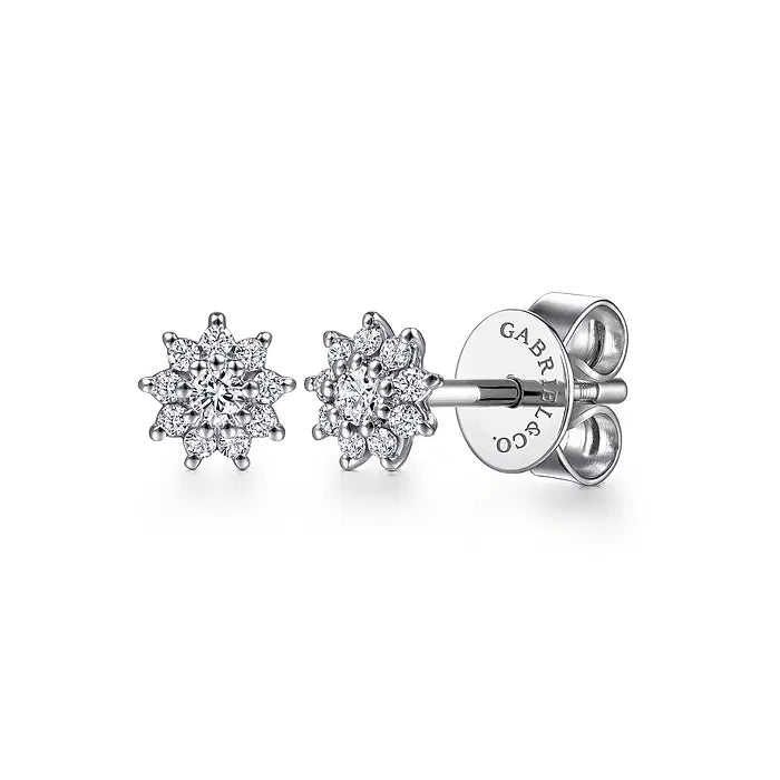 Cluster Diamond Flower Stud Earrings
