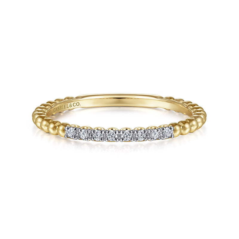Beaded Diamond Stackable Ring