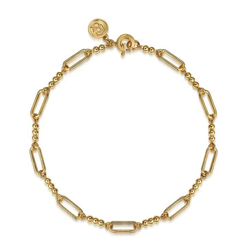 14K Yellow Gold Bujukan Beads Link Chain Bracelet