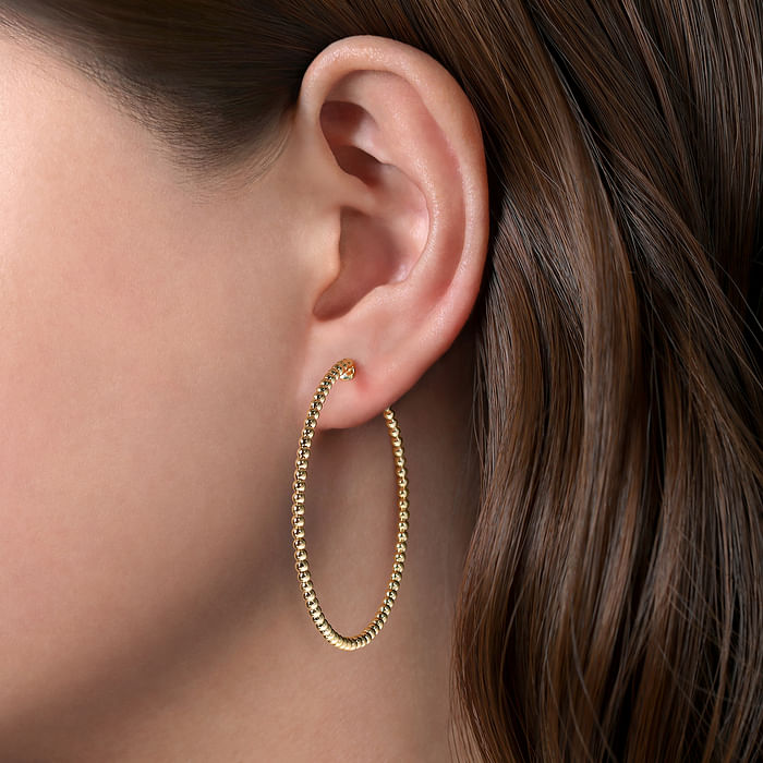 14k Yellow Gold  Bujukan Hoop Earrings