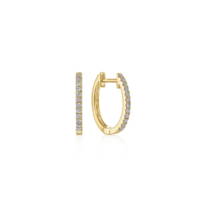 Yellow Gold Classic Pave Diamond Huggies