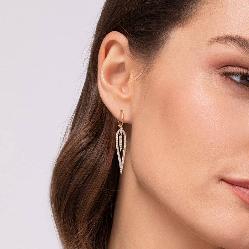 Diamond Teardrop Earrings with Center Drops