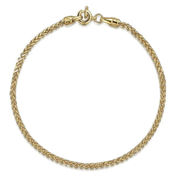 14K Yellow Gold Wheat Chain Bracelet