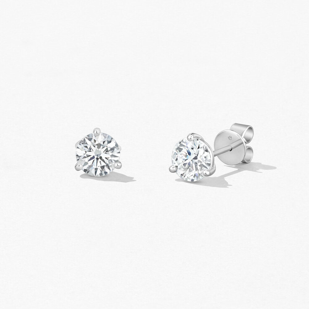 Three Prong Diamond Studs