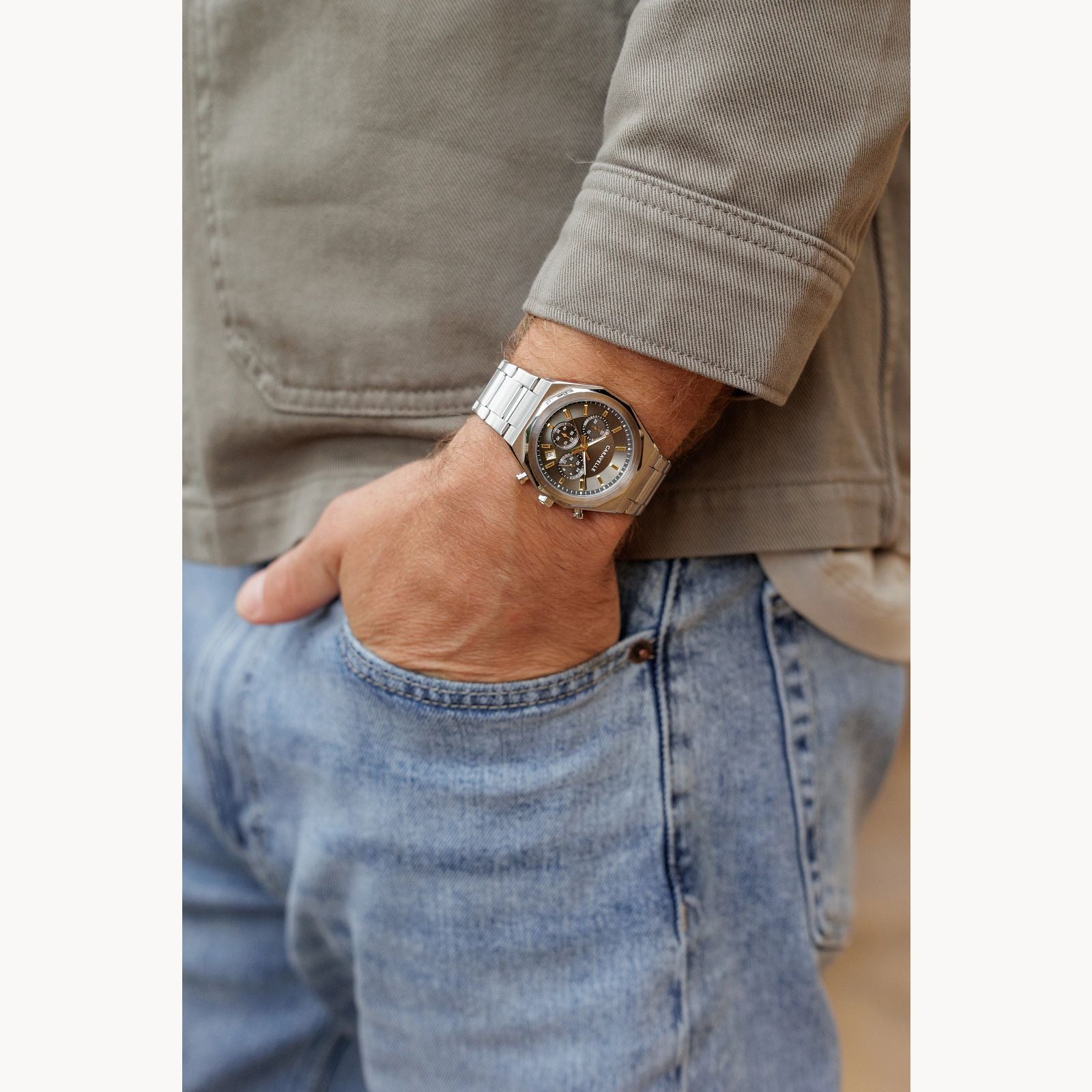Stainless Steel Grey Dial Watch