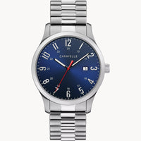 Mens Silver Blue Dial Stainless Steel Watch