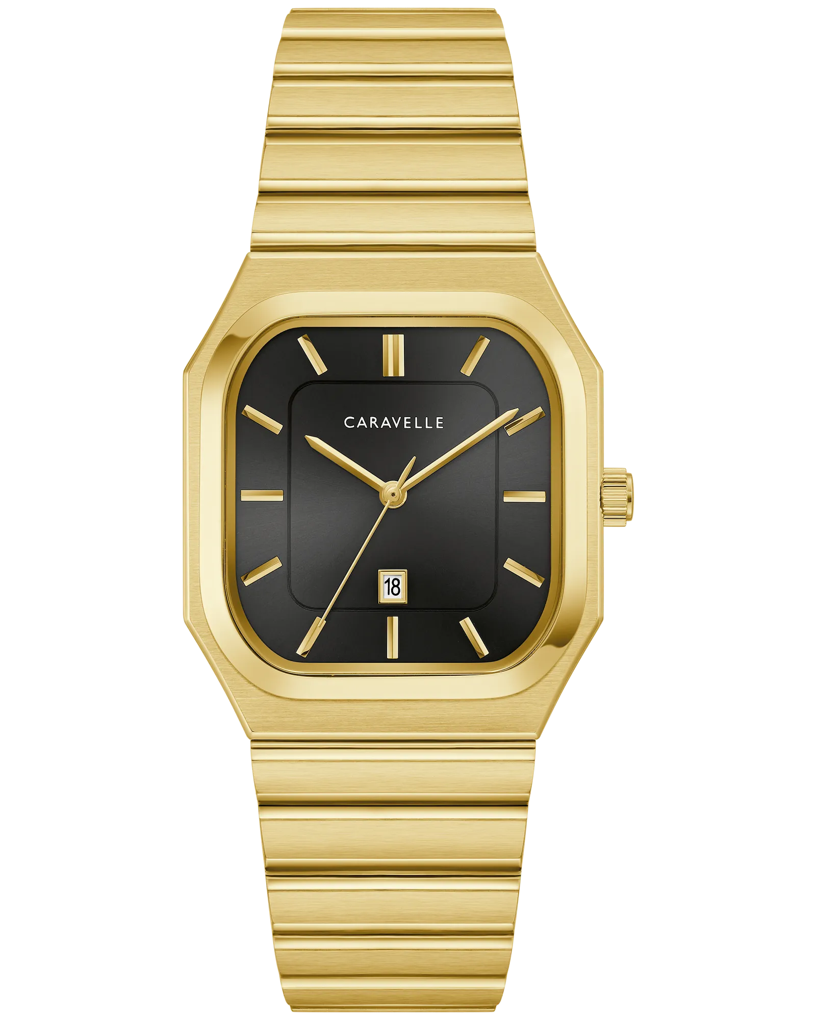 Black Dial Gold-Tone Stainless Steel Watch