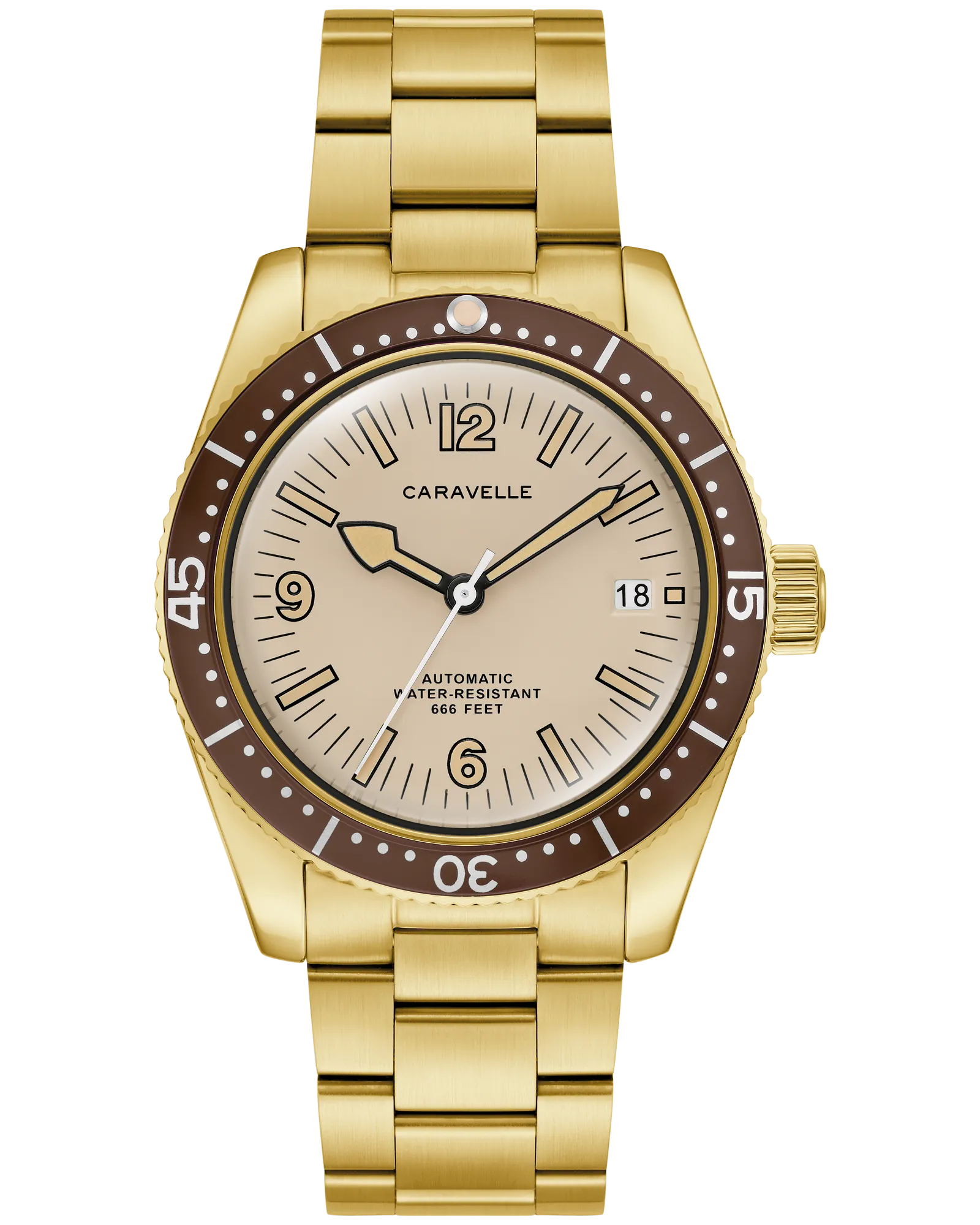Mens Gold-Tone Strap with Beige Dial