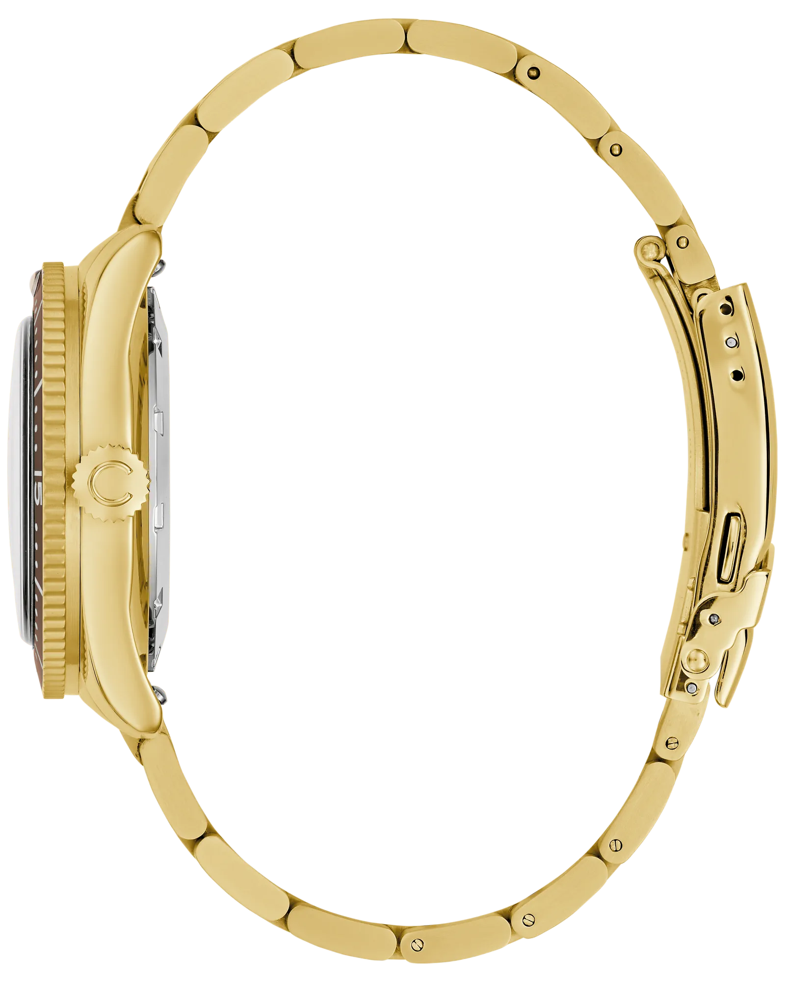 Mens Gold-Tone Strap with Beige Dial