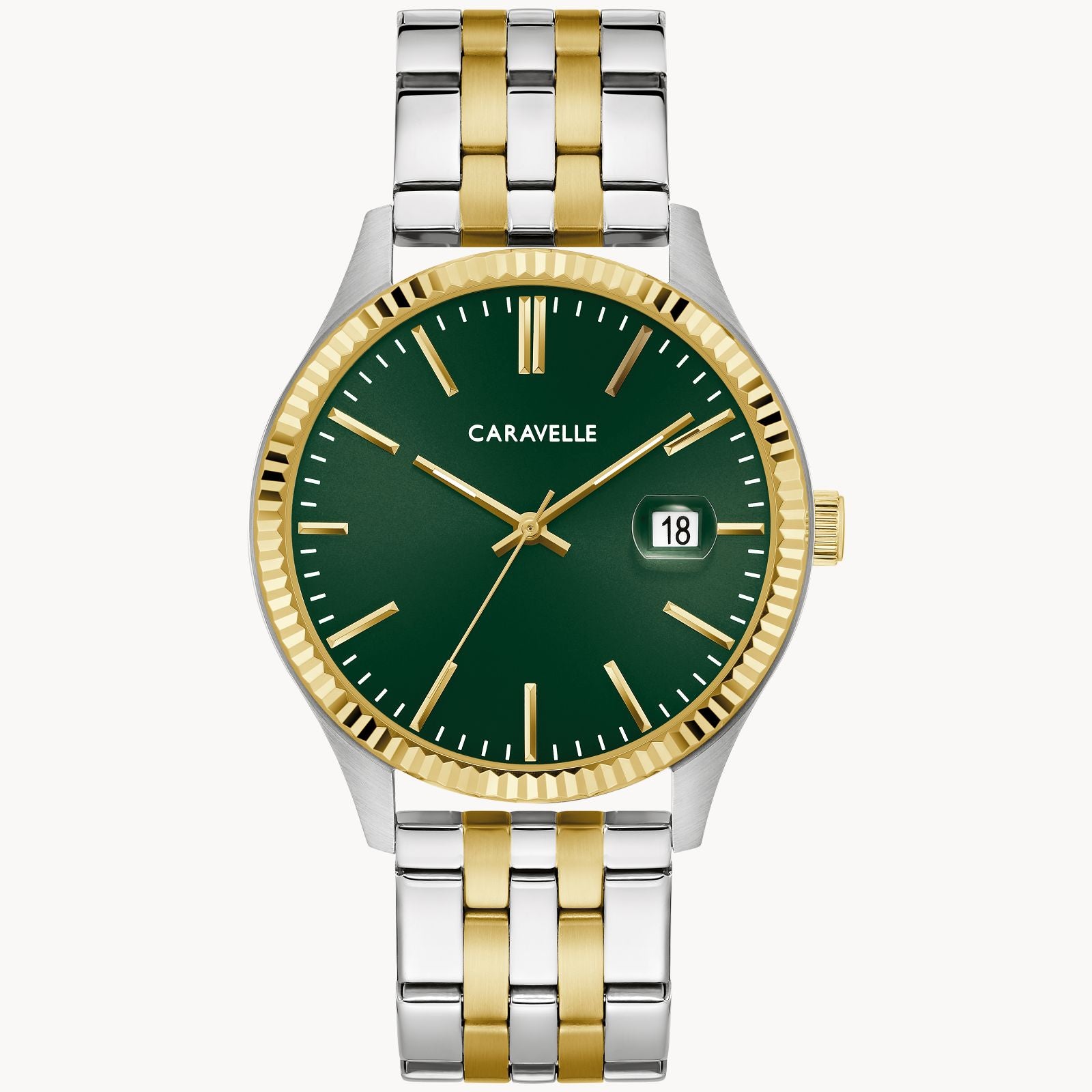 Silver Green Dial Stainless Steel Watch