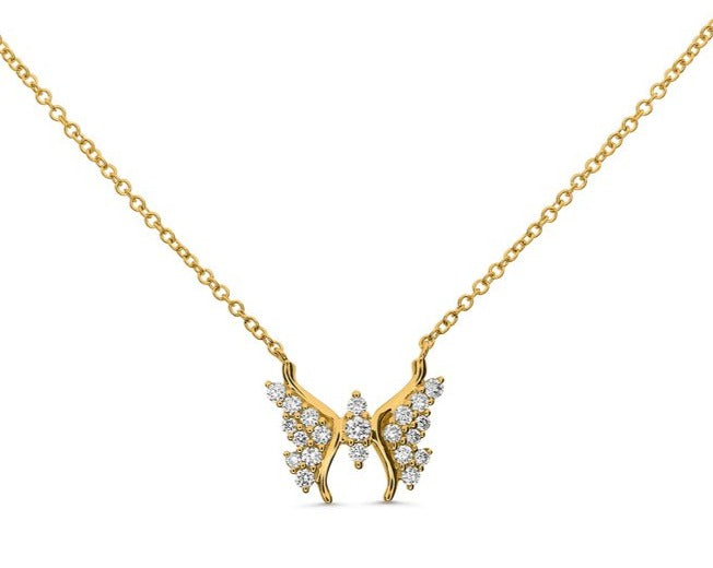 14k Gold Diamond Butterfly Necklace