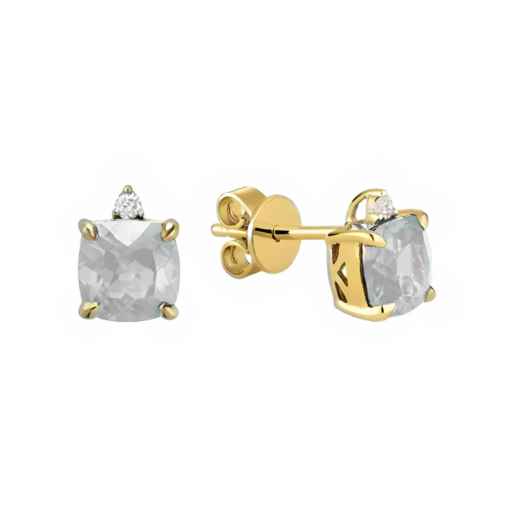 10k White Gold Diamond & Birthstone Earrings