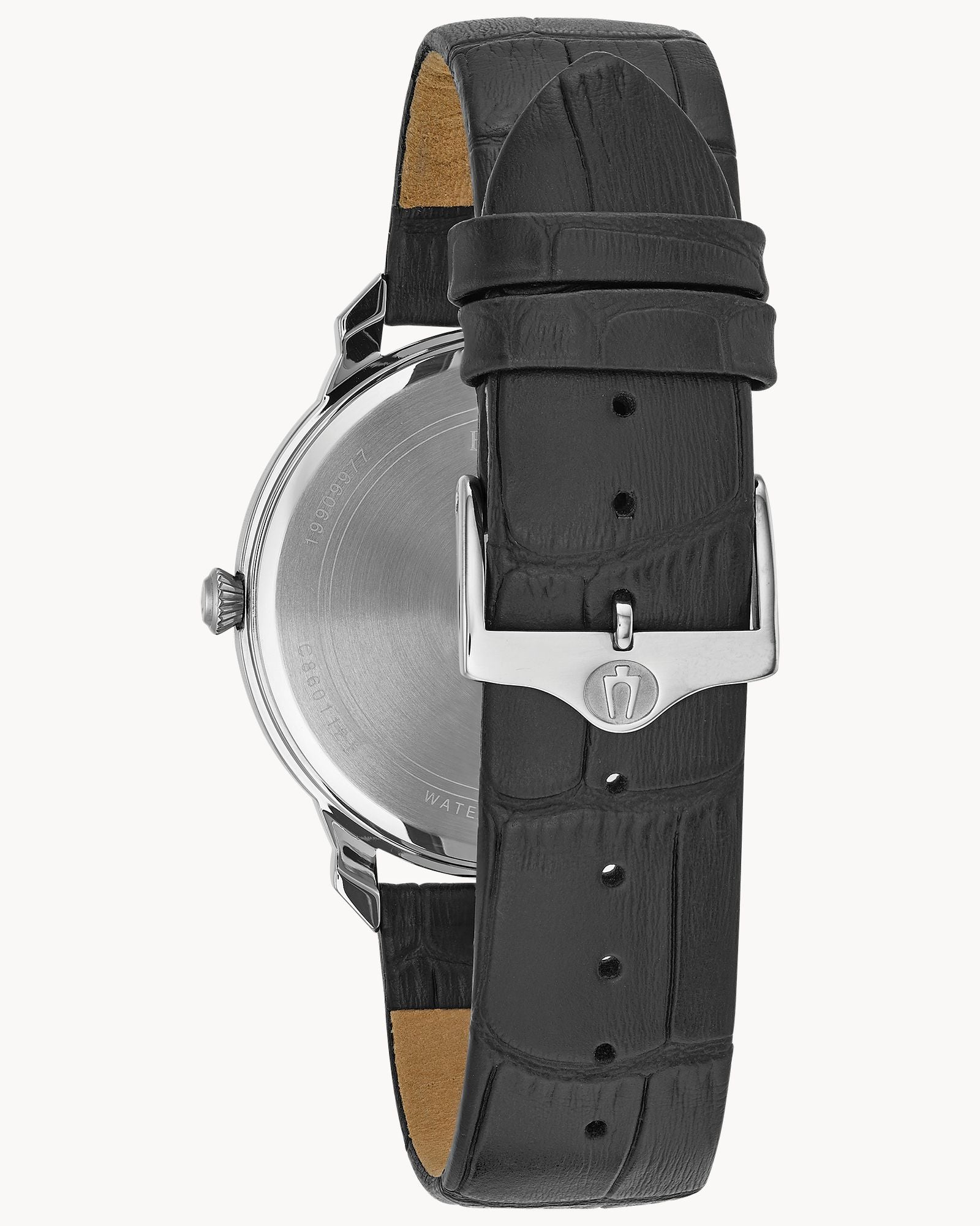 White Dial Black Leather Strap