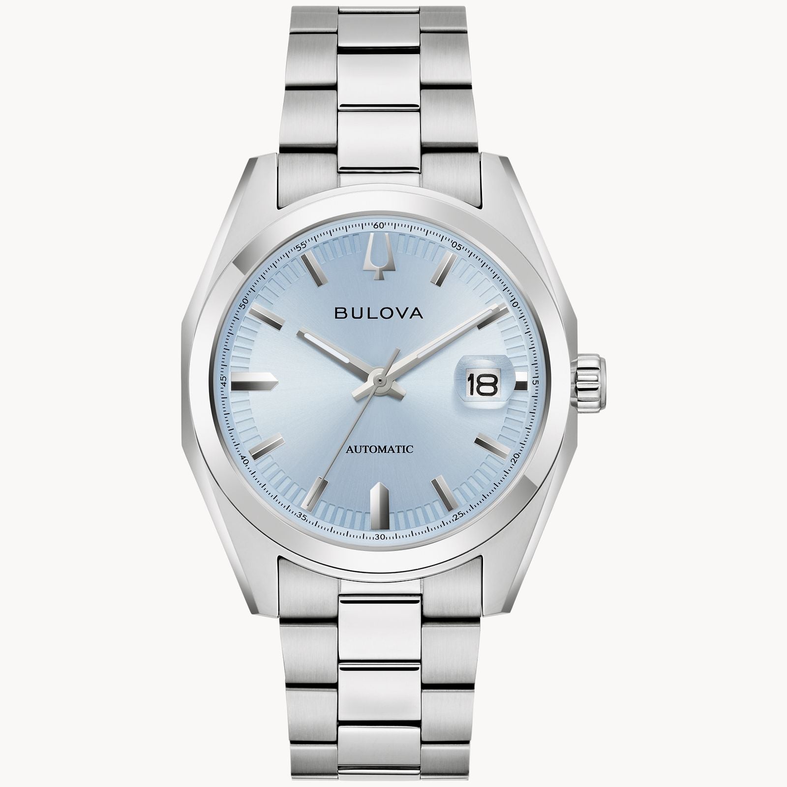 Light Blue Dial Stainless Steel Strap Watch