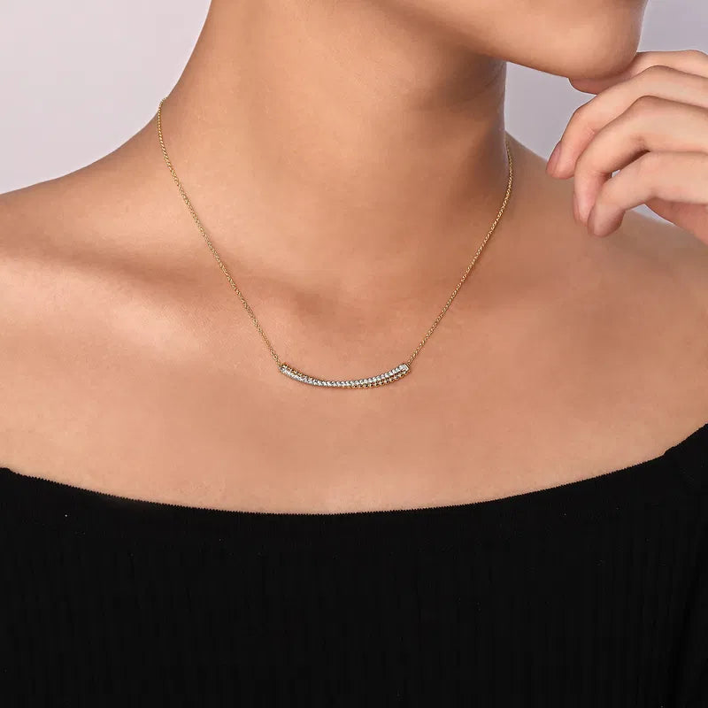 Curved Bar Diamond Necklace