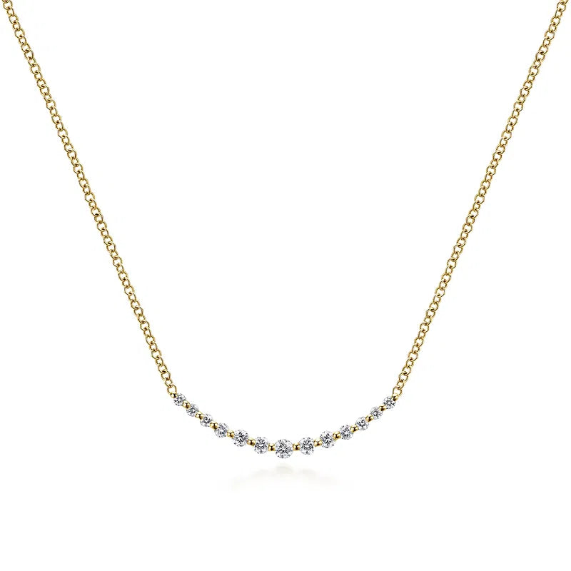 Curved Diamond Bar Necklace