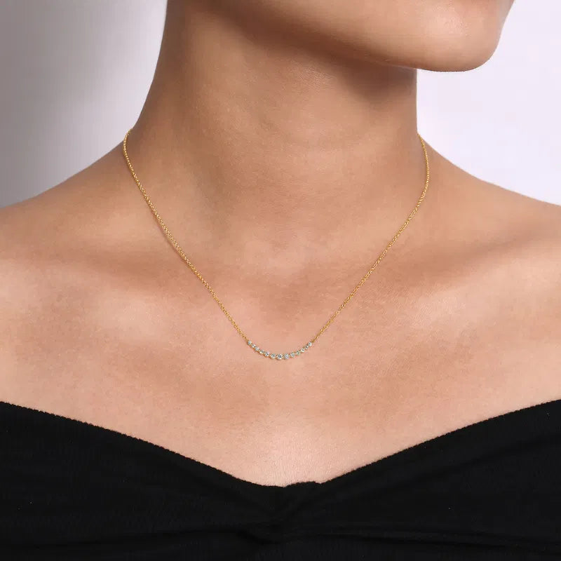 Curved Diamond Bar Necklace