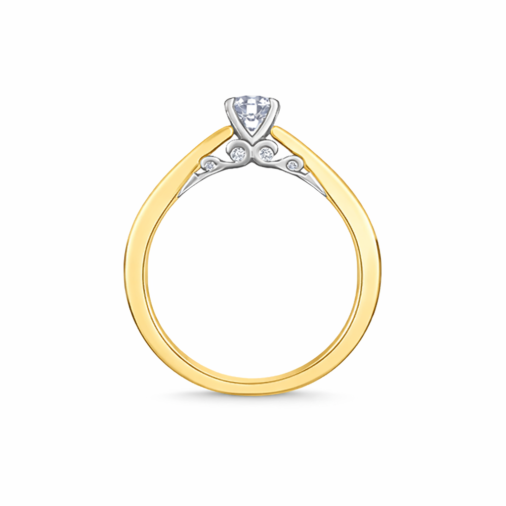 Round Brilliant Diamond Solitaire Engagement Ring with Milgrain