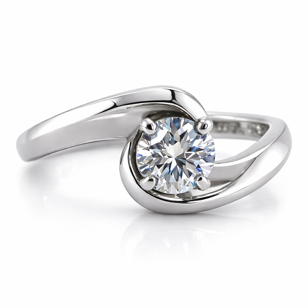 Cubic Zirconia Twist Band Engagement Ring