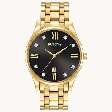 Black & Gold Dial Black Stainless Steel Watch