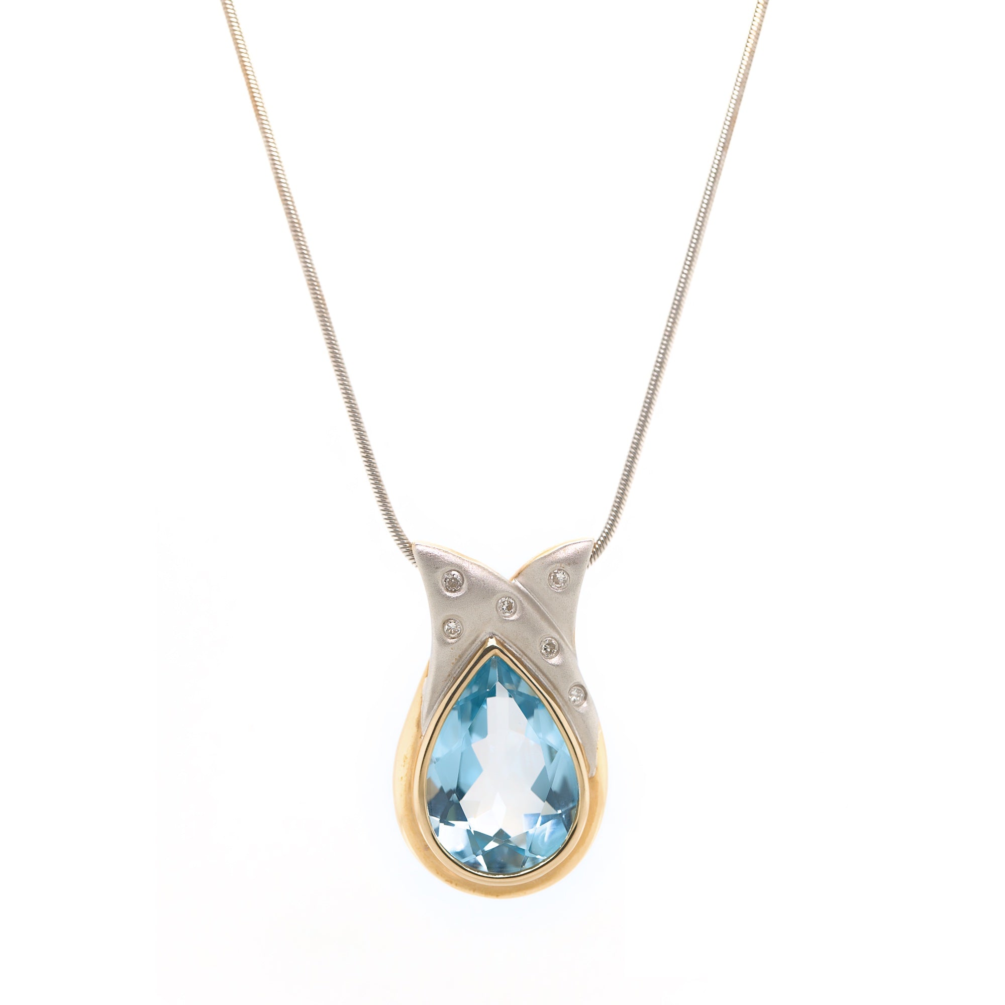 Blue Topaz Pear Cut Necklace