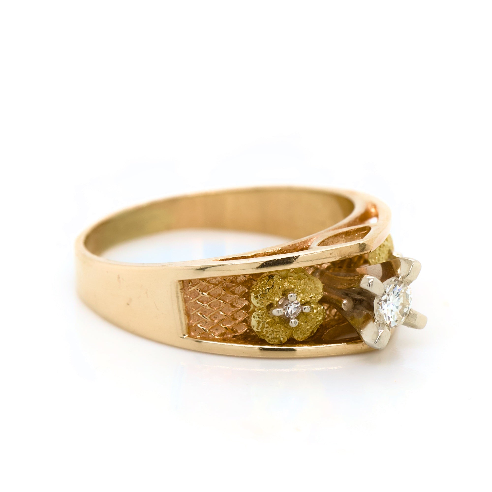 Diamond Flower & Honeycomb Fashion Ring